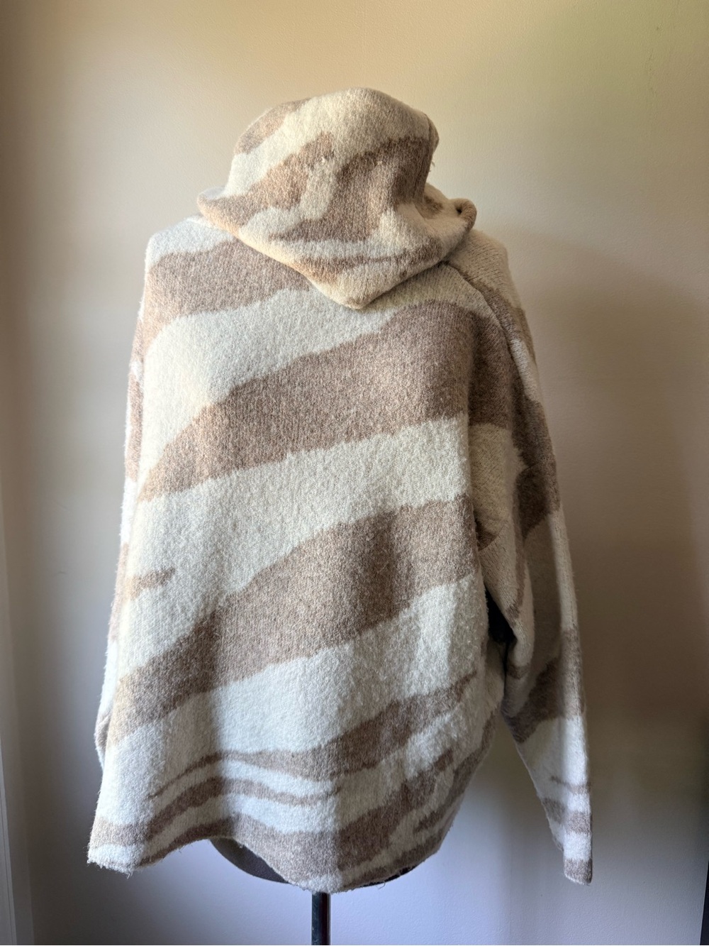 New Cowl-Neck Sweater in Cream and Tan